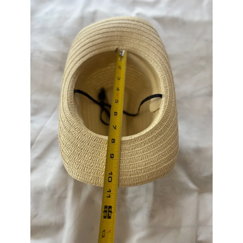 Woven Straw Cowboy Hat Tan Western Sun Hat with Adjustable Chin Strap
